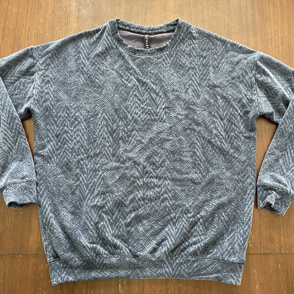 Athleta Women's Sweatshirt Sz S Blue Navy Print‎ Tencel Modal Cotton Athleisure